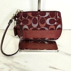 Coach Signature C Op Art Burgundy Wristlet
